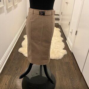 Prada Milano Beige Belted Pencil Skirt Size 38 - Like New